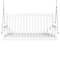 White Acacia Wood Curved Back Porch Swing Bench with Mounting Chains